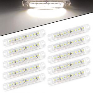 10pcs Lumière Latérale 9SMD 12-24V Feux Latéraux Super Lumineux LED Pour Latéral Feux de Position Du Camion de Conduite Automatique Lumière Avant Feux Arrière de Remorque Moto (Blanc) (yifengshun, neuf)