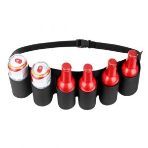 OIXEYA Ceinture Buveur Portable pour Bi&egrave;re, Ceinture de Bi&egrave;re pour 6 Bouteilles de Bi&egrave;re et Boissons, Ceinture R&eacute;glable, Pour Pratiques Festivals, Camping, Randonn&eacute;e, F&ecirc;tes Plein Air, F&ecirc;te Bi&egrave;re (DINODANUBE TRADING, neuf)