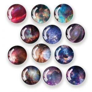 12 Pièces Ciel étoilé Magnet Frigo Original, Aimants Frigo, Magnet Frigo, Aimant Frigo, Adaptées aux Tableaux Blancs, Réfrigérateurs, Photos, Tableau Magnétique, Etc. (Rond / 30 Mm) (YAOYAOI, neuf)