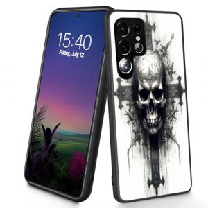 Bxgolkgd Coque de protection con&ccedil;ue pour Galaxy S24 Ultra 6,8", en silicone TPU souple, r&eacute;sistant aux chocs et antid&eacute;rapant pour Samsung Galaxy S24 Ultra 2024 6,8", t&ecirc;te de mort crois&eacute;e (BXGOLKGD, neuf)