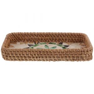 MAGICLULU Plateau de service rectangulaire en rotin tress&eacute; - Plateau d&eacute;coratif tress&eacute; pour parfums et parfums - Panier en rotin pour bagues, cosm&eacute;tiques, en-cas et fruits - 21,6 x 11,7 cm (PanYuan Electronic, neuf)