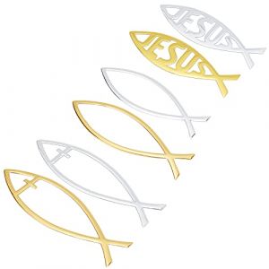 SUPERFINDINGS 6 Pcs 3 Styles J&eacute;sus Poisson Autocollant de Voiture - Embl&egrave;me Auto 2 Couleurs en Plastique pour Jeep, Bateau, Murs, Windows (SUPERFINDINGS  FR, neuf)