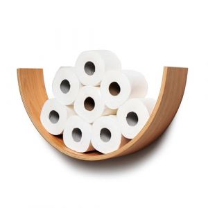 Porte-papier toilette avec étagère, rangement de rouleaux de papier toilette en bois de noyer, support flottant pour rouleaux de papier toilette de rechange, supports uniques pour salle de bain, (SecretIngredient, neuf)