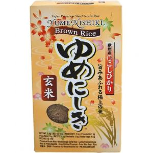 YUMENISHIKI Riz Brun complet Premium Koshihikari 1KG - Grain court de haute qualité (2KG : lot de 2 boites de 1KG) (Bo Time - Direct Fabricant, neuf)