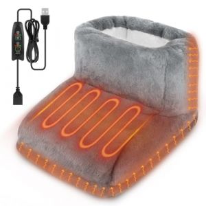 DAJASD Chauffe-pieds &Eacute;lectrique, Chauffe-pieds Flanelle,3 Modes De Chauffage, 25*30*25cm USB Chauffage &Eacute;lectrique Des Pieds,Protection Contre La Surchauffe & Arr&ecirc;t Automatique,Cadeau Femme Homme(Gris) (YIJIA-EU, neuf)