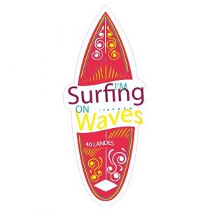 surf 2 rouge Landes autocollant logo 639 adh&eacute;sif sticker - Taille : 12 cm (Giroud Garampon, neuf)