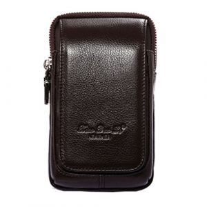 Xieben Sac en Cuir de Ceinture de Téléphone pour Les Hommes Femmes Portable Boucle Holster Case Mini Sac de Voyage Pack Bourse Portefeuille café (XieBen, neuf)
