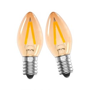 DoRight E14 LED Veilleuse Ampoule 1W, C7 Vintage Ambre Super Chaud Blanc 2200K, SES Petite Edison Spirale Bougie Ampoule, Lampe au Sel pour Lampe de Table de Chambre &agrave; Coucher, non Dimmable, Lot de 2 (SWANWICK LL LIMITED, neuf)