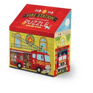 Crocodile Creek - Puzzle Maison 24 pi&egrave;ces La Station des Pompiers pour Enfants 3 Ans et Plus - Jeu &eacute;ducatif h&eacute;ro&iuml;que avec camions et caserne - Activit&eacute; cr&eacute;ative et ludique en Famille (R&ecirc;ves & Int&eacute;rieurs, neuf)