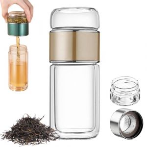 gourde theiere en verre avec infuseur 500ml,infuseur th&eacute; bouteillet,infuseur &agrave; th&eacute; en verre &agrave; double paroi isolante,bouteille infuseur &agrave; th&eacute;, infuseur th&eacute; bouteille, de voyage transparente-C||500ml (UkisisiㄧShipper, neuf)