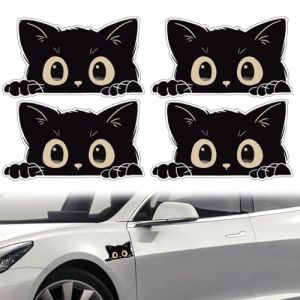 4 Pi&egrave;ces Autocollant Chat 3D pour Voiture, Autocollant pour Voiture, Chat Mignon, Autocollants Muraux (LMINGMING, neuf)