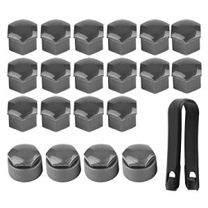 20 PCS Cache Écrou de roue de voiture 17 mm, Capuchons D'écrou de Roue Boulon Ecrou Couvre Cache-écrous Capuchons Protection Hexagonal avec Outil Demontage - Gris (Pukanr, neuf)