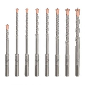 Gunpla Lot de 8 Forets SDS Plus 5-12 mm, Kit de Forets pour Marteau Perforateur – Acier au Carbure Résistant Rotatif Perceuses à Tête Cruciforme pour Céramique Brique Béton Mur Pierre Métal Plastique (Gunpla Professional Tools, neuf)