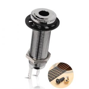 Prise Jack pour Guitare &Eacute;lectrique, 1/4" 6,35 mm Laiton Mono Guitare Basse Baril Prise Jack Cylindre Entr&eacute;e Sortie Jack Avec 3 Broches St&eacute;r&eacute;o Guitare Basse Baril Sortie Prise Jack (Argent) (YuchooesEU, neuf)
