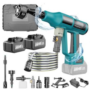 Yofuly Nettoyeur Haute Pression sans Fil pour Makita 18V Batteries, 2 &times; 4,0 Ah Batteries Pistolet Haute Pression, 4 Niveaux de R&eacute;glage, Buse 6 en 1, Pulv&eacute;risateur &agrave; Mousse, Filtre, Tuyau 5M (Tanying Direct, neuf)