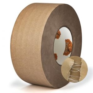 TAPEBEAR Ruban Adh&eacute;sif &agrave; Eau Ruban Kraft Renforc&eacute; Fibres 50mm x 50m, &Eacute;cologique et S&eacute;curis&eacute; pour Emballage Industriel (1 Rouleau) (TapeBear, neuf)