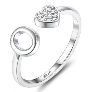 JeweBella Bague Argent 925 Femme avec Lettre A-Z Bague Coeur Reglable Empilables Ouvert Bague de Fian&ccedil;ailles Bague Promesse Mariage Bague Pouce Bague Pr&eacute;nom Initiale Bague Femme Fille avec Bo&icirc;te (MOY-UK, neuf)