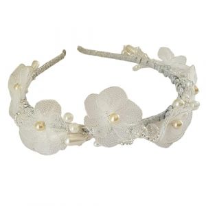 Diadème de mariée avec tulle et perles artificielles, diadème de mariage - Diadème de mariage fait à la main, diadème d'événement coiffure, accessoires pour cheveux, One_Size, Métal (Creaciones Koenders, neuf)