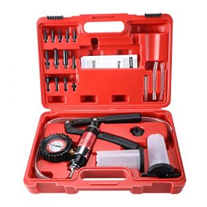 FreeTec 23 Pi&egrave;ces Purge de Frein &agrave; Vide, 40 PSI 26 HG Pompe a Depression de Purgeur de Frein, Manuelle Pompe a Vide de Purge Liquide de Frein pour Voiture, Moto, Camion (Rouge) (FreeTec, neuf)