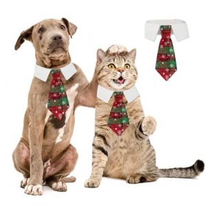 Cravate Chien Noël, Cravate d’Animal de Compagnie, Cravate Chat, Cravate de Chat Ajustable Collier, Collier Chien Noël, pour Les Accessoires de Fête de Toilettage pour Chiens et Chats (lanshengkeji, neuf)