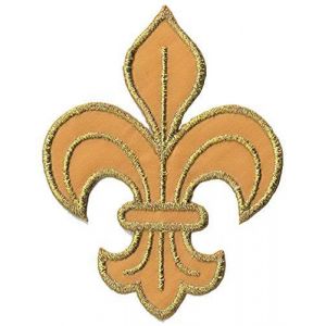 Patche fleur de lys écusson thermocollant patch brodé médiéval roi reine moyen age (Naga.Hitam, neuf)