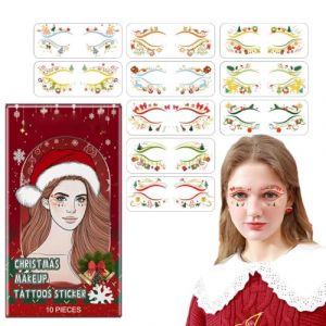 Autocollants de maquillage pour les yeux du Festival,Patchs de maquillage du Festival | Autocollants temporaires visage de Noël 10X,Autocollants cosmétiques du festival d’hiver pour habiller l’ambianc (zhugkm, neuf)