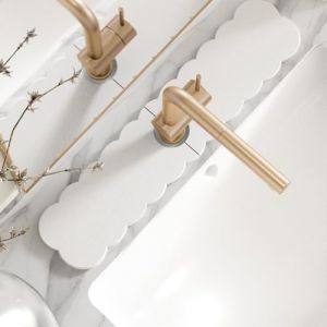 Knubbuf Contour de Robinet Absorbant, Contour de Robinet de Cuisine, Tapis de Robinet, Contour Robinet Evier, Terre de Diatom&eacute;e, S&eacute;chage Rapide (C-Blanc, 60 * 10cm) (YuanWenwan, neuf)