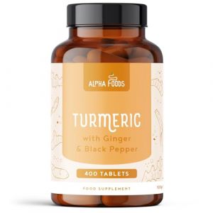 Curcuma 2500mg avec poivre noir (piperine) & gingembre | 400 comprimés de curcumine | Hautement dosés et absorption | Vegan | Alternative aux gélules et poudre de turmeric | Alpha Foods (Alpha Foods, neuf)