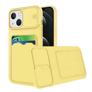 Wousunly Compatible avec Coque iPhone 13 Mini Antichoc avec Porte Carte, Etui iPhone 13 Mini Silicone avec Protection Cache Camera Coulissant Coque de Telephone Ultra Fine Housse (Jaune) (Wousunly, neuf)