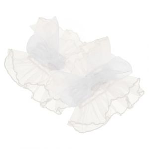 LIGIGWASH Manchettes En Dentelle Lolita, Poignets Courts En Tulle Blanc, Grand N&oelig;ud, Accessoires Mode Pour Femmes, Soir&eacute;e, Mariage Et Bal Masqu&eacute; (Moonflames, neuf)