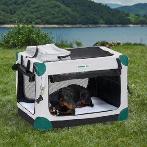 Gardner Pet Cage de Transport pour Chat Chien, Sac Transport 66x46x46CM, Caisse de Transport Portable pour Animaux Chiots Petits Chiens Int&eacute;rieur & Ext&eacute;rieur &agrave; 3 Portes avec Fen&ecirc;tres - S/Vert (Gardner Pet Official-UK, neuf)