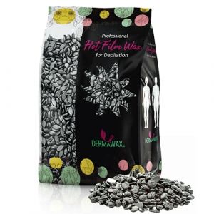 Perles de cire &eacute;pilation sans bande cire pelable femme homme &ndash; Dermawax Argent Noir cire professionnelle visage maillot int&eacute;gral aisselles jambes &ndash; 1 kg &ndash; Fabriqu&eacute; en Italie (Dermastil Cosmetics GmbH, neuf)