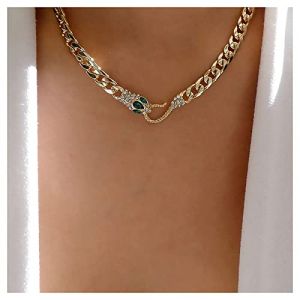 Inilbran Collier Tour De Cou Serpent Boho Strass Collier Tour De Cou Serpent Vert Émeraude Collier Tour De Cou Serpent Cristal Vintage Collier Serpent Punk Cz Collier Serpent Animal Bijoux Pour (Inilbran, neuf)