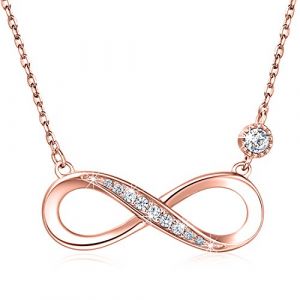 Billie Bijoux Femmes Collier En Argent Sterling 925 Amour pour toujours Infini Coeur Amour Or Blanc Plaqu&eacute; Diamant Pendentif Femmes Cadeau pour La Graduation (Rose Gold) (Silver) (B-Rose Gold) (Argent Bijoux, neuf)