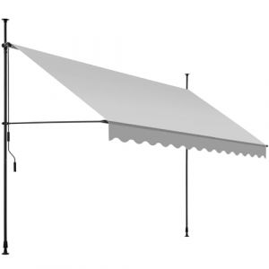 tectake Store banne sans Perçage Auvent Marquise Retractable avec Manivelle Multi-Fonction Store latéral Enroulable Brise Vue Brise Soleil Opaque en Aluminium - Gris Clair, 350 x 180 cm (Made4Home SAS, neuf)