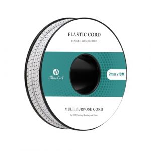 Abma Cord Fils Elastique 2mm x 10m Cordon Elastique Rond Corde Elastique Sandow Elastique Ficelle pour Bracelet, Masques, Collier, Bijoux, Chapeau, Camping - Blanc&Noir (Abma Cord EU, neuf)
