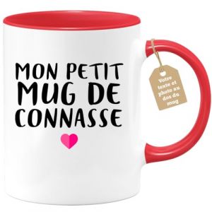 quotedazur Caf&eacute;-Croissant - Mug Personnalisable Texte Photo Humour Mon Petit Mug De Connasse - Tasse Humoristique Femme Cadeau No&euml;l Original R&acirc;leuse Chiante - Rouge/C&eacute;ramique (quotedazur france, neuf)