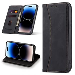 Leaisan Coque pour iPhone 14 Pro, Housse Pochette de Portefeuille, &eacute;tui Cuir PU [Porte Carte Credit] [Fonction Stand] [Magn&eacute;tique] Flip Case &agrave; Rabat Rabat pour iPhone 14 Pro - Noir (Leaisan-EU, neuf)