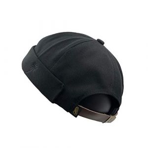 YAMEE Bonnet docker, pour homme et femme, tour de tête ajustable, casquette de biker, de randonnée, de marin, cadeau de fête des pères, Noir (36), taille unique (YAMEE, neuf)