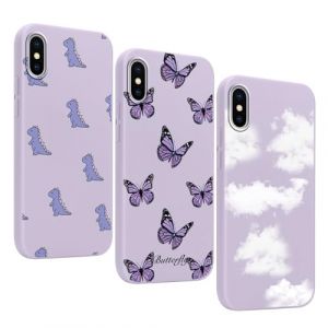 Yoedge 3 Pi&egrave;ces Coque pour iPhone X/iPhone XS 5,8", Ultra Fine Souple Silicone TPU avec Aesthetic Motif Papillon Design &Eacute;tui pour Femmes,Antichoc Anti-Rayures Bumper Protection Housse pour iPhone XS (Lei Xiao, neuf)