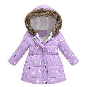 SoLu DAY8 Manteau Hiver Fille Chaude Capuche Zippée 2-8 ans Veste Polaire Enfant Fille épaisse Parka a la Mode Top Haut Fille Manche Longue Casual Sport Vacances Coupe-Vent (Light Purple, 4-5 ans) (SoLu DAY8, neuf)