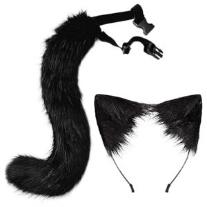 LUYANFX Bandeaux Oreilles de Chat et Fausse Queue de Renard Pince, Accessoires Costume Halloween, Serre Tete Oreille de Chat, Queue de Renard, pour Filles Femmes D&eacute;guisement Cosplay Halloween (A) (luyanteam, neuf)