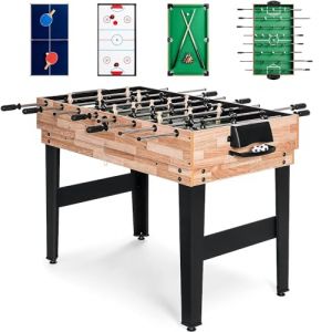FCOUMY Table de Jeux 4 en 1, Table multijeux pour Enfants, Table de Billard, Baby Foot, Table de Tennis, air Hockey avec Tous Les Accessoires pour Les Enfants (4ft) (FCOU, neuf)