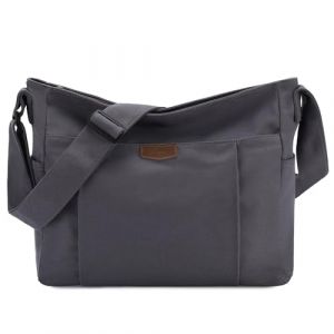 Kasgo Sac Bandouli&egrave;re Homme Femme, Multi-poches L&eacute;ger Sac &agrave; Main Femme Bandouli&egrave;re en Toile 14 Pouces Sac Besace Sacoche Cartable avec Poches lat&eacute;rales pour Travail &Eacute;cole Voyage Gris (KASGOSHOP, neuf)