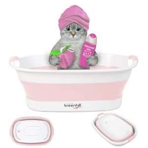 BREENHILL Baignoire pliable pour chiens et chats de petite taille, baignoire portable avec bouchon de vidange d'eau, baignoire pliable pour animal domestique pour utilisation en intérieur et en (BREENHILL FR, neuf)