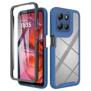 ESHUYI® Coque Transparente pour Motorola Moto G15 Antichoc Housse Full Body Protection, Étui Antipoussière Incassable [avec Protecteur D'écran], Bleu Foncé (Caizeng, neuf)