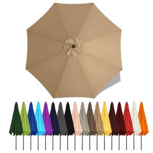 Auvent De Remplacement Pour Parasol De Terrasse 2m 2.3m 2.5m 2.7m 2.8m 3m 3.5m 4m 6/8 Baleines, Toile De Parasol Pour Cour Jardin Plage, Protection UV Housse De Rechange(Khaki,3.5m - 8Ribs) (Xiaobaodian, neuf)
