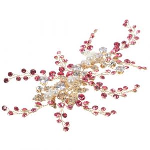 FOMIYES Bandeau à cheveux de feuille d'or de mariée strass future mariée, bandeau décorations de mariage coiffe de perles pour mariage casque bandeau de mariage mariée Alliage de zinc Rosé (Family&Personal, neuf)