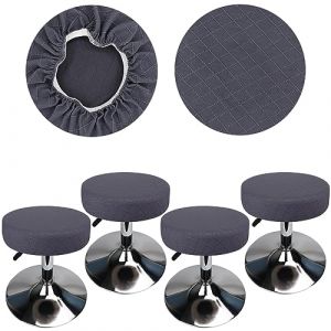 HuaLiSiJi Housse Tabouret Rond 30-40 cm Housse de Tabouret en Tissu Luxueux Rond, Extensible Infroissable Lavable Anti-poussi&egrave;re Doux et Durable (4, Gris) (HuaLiSiJi, neuf)