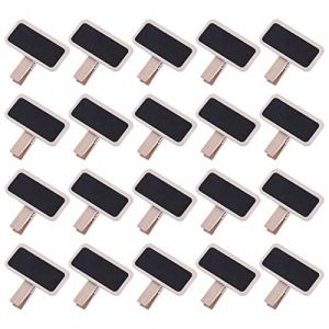 Mini Panneau d'Affichage Avec Pince - Ardoise Rectangle, 20 Pièces Tableau Noir Bois, Rectangulaires Avec Clip (RONG LII, neuf)
